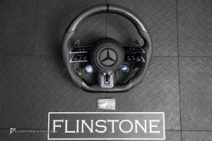 พวงมาลัย Carbon fiber พร้อม Airbag หนังดำ ด้ายดำ สำหรับ W464 G-Glass G63