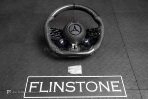 พวงมาลัย Carbon fiber พร้อม Airbag หนังดำ ด้ายดำ สำหรับ W464 G-Glass G63