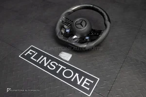 พวงมาลัย Carbon fiber พร้อม Airbag หนังดำ ด้ายดำ สำหรับ W464 G-Glass G63