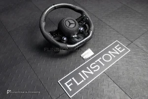 พวงมาลัย Carbon fiber พร้อม Airbag หนังดำ ด้ายดำ สำหรับ W464 G-Glass G63