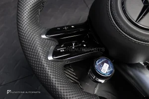 พวงมาลัย Carbon fiber พร้อม Airbag หนังดำ ด้ายดำ สำหรับ W464 G-Glass G63