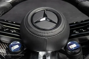 พวงมาลัย Carbon fiber พร้อม Airbag หนังดำ ด้ายดำ สำหรับ W464 G-Glass G63