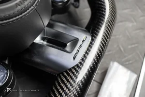 พวงมาลัย Carbon fiber พร้อม Airbag หนังดำ ด้ายดำ สำหรับ W464 G-Glass G63