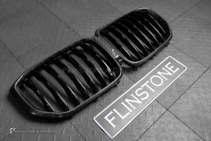 กระจังหน้า ขอบ Carbon fiber BMW X5 G05 เส้นเดี่ยว สีดำเงา