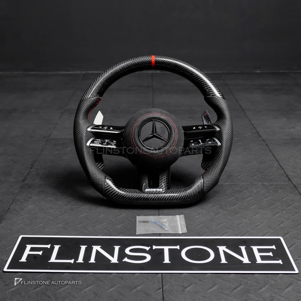 พวงมาลัย พร้อม Airbag Carbon finer หนังดำ ด้ายแดง สำหรับ C257 CLS-Class