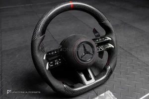 พวงมาลัย พร้อม Airbag Carbon finer หนังดำ ด้ายแดง สำหรับ C257 CLS-Class