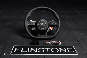 พวงมาลัย สำหรับ Audi A4 หนังดำ ด้ายขาว