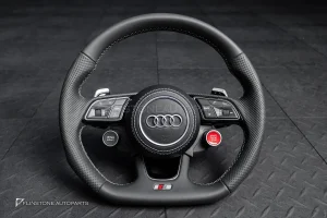 พวงมาลัย สำหรับ Audi A4 หนังดำ ด้ายขาว