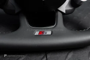 พวงมาลัย สำหรับ Audi A4 หนังดำ ด้ายขาว
