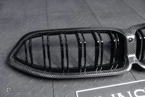 กระจังหน้า Carbon fiber สำหรับ BMW G15 Series 8 เส้นคู่ ก้านสีดำเงา มีกล้องหน้า