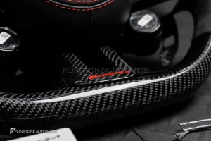 พวงมาลัยพร้อมAirbag พร้อม Display Shift LED สำหรับ C257 CLS-Class หนังดำ ด้ายแดง