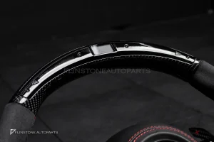 พวงมาลัยพร้อมAirbag พร้อม Display Shift LED สำหรับ C257 CLS-Class หนังดำ ด้ายแดง