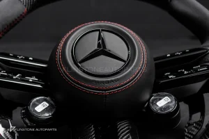 พวงมาลัยพร้อมAirbag พร้อม Display Shift LED สำหรับ C257 CLS-Class หนังดำ ด้ายแดง