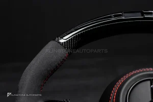 พวงมาลัยพร้อมAirbag พร้อม Display Shift LED สำหรับ C257 CLS-Class หนังดำ ด้ายแดง