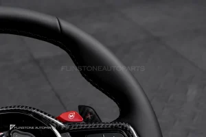 พวงมาลัย สำหรับ BMW G23 series 4 หนังดำ ด้ายฟ้าน้ำเงินแดง กรอบ Carbon fiber