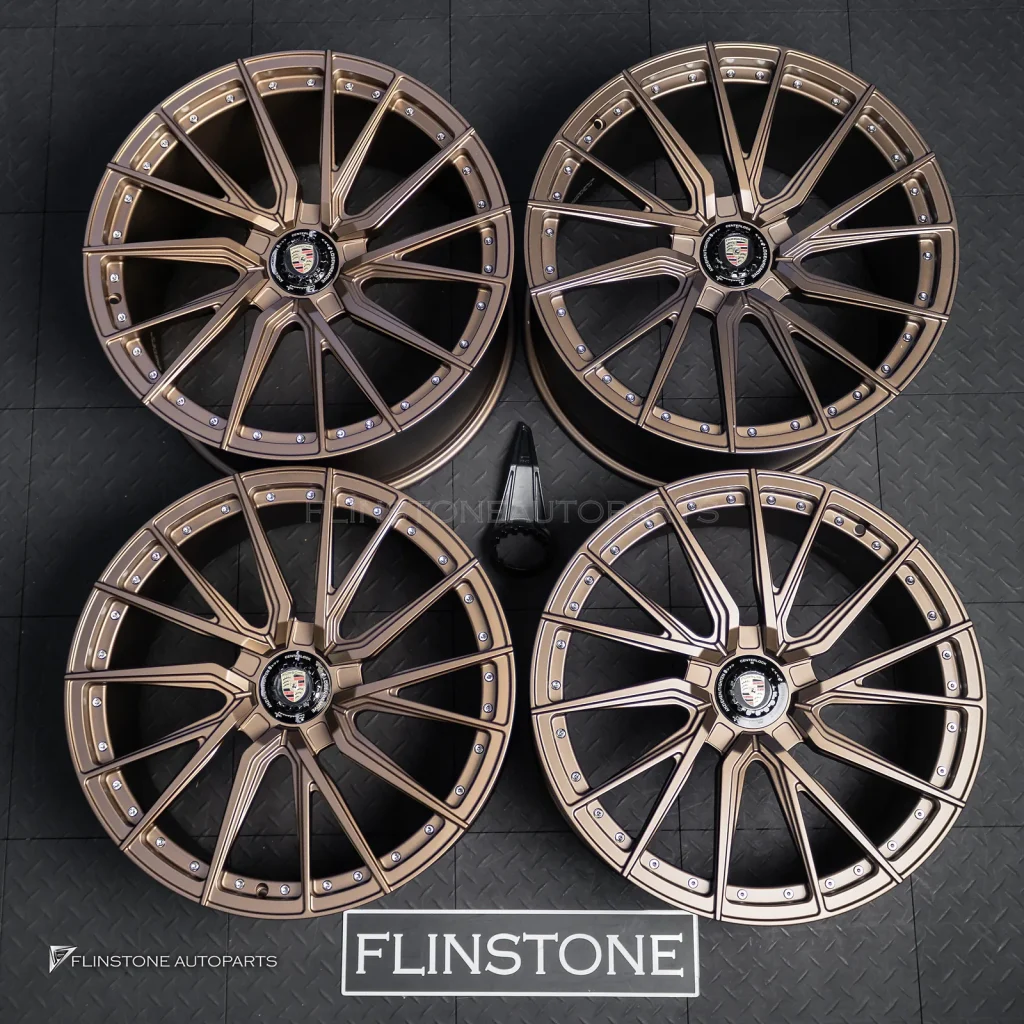 ล้อ Custom Forged สำหรับ Porsche Cayenne Coupe 9Y0.2 Center CapLock สี Satin Bronze Gold ขอบ 22 5-130