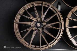 ล้อ Custom Forged สำหรับ Porsche Cayenne Coupe 9Y0.2 Center CapLock สี Satin Bronze Gold ขอบ 22 5-130