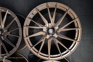 ล้อ Custom Forged สำหรับ Porsche Cayenne Coupe 9Y0.2 Center CapLock สี Satin Bronze Gold ขอบ 22 5-130