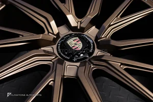 ล้อ Custom Forged สำหรับ Porsche Cayenne Coupe 9Y0.2 Center CapLock สี Satin Bronze Gold ขอบ 22 5-130