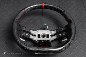 พวงมาลัย Carbon fiber หนังดำ ด้ายแดง ไม่มีกรอบ และ Airbag สำหรับ W206 C-Class