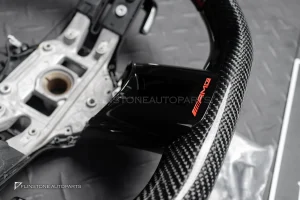 พวงมาลัย Carbon fiber หนังดำ ด้ายแดง ไม่มีกรอบ และ Airbag สำหรับ W206 C-Class
