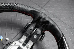 พวงมาลัย Carbon fiber หนังดำ ด้ายแดง ไม่มีกรอบ และ Airbag สำหรับ W206 C-Class