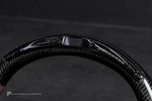 พวงมาลัย Carbon fiber พร้อม Airbag มี Display Shift สำหรับ C257 CLS-Class หนังดำ ด้ายแดง
