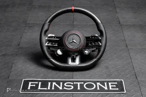 พวงมาลัย Carbon fiber พร้อม Airbag สำหรับ C257 CLS-Class CLS53 AMG หนังดำ ด้ายแดง