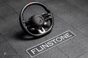 พวงมาลัย Carbon fiber พร้อม Airbag สำหรับ C257 CLS-Class CLS53 AMG หนังดำ ด้ายแดง