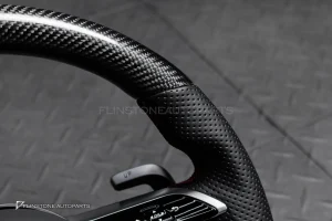 พวงมาลัย Carbon fiber พร้อม Airbag สำหรับ C257 CLS-Class CLS53 AMG หนังดำ ด้ายแดง