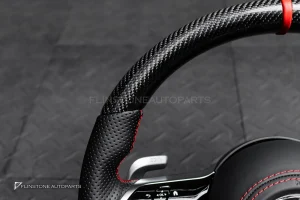 พวงมาลัย Carbon fiber พร้อม Airbag สำหรับ C257 CLS-Class CLS53 AMG หนังดำ ด้ายแดง