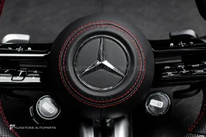 พวงมาลัย Carbon fiber พร้อม Airbag สำหรับ C257 CLS-Class CLS53 AMG หนังดำ ด้ายแดง