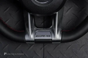 พวงมาลัยพร้อมAirbag สำหรับ W117 CLA-Class แท้ หนังดำ ด้ายแดง