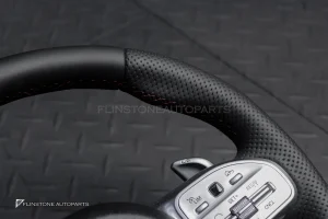 พวงมาลัยพร้อมAirbag สำหรับ W117 CLA-Class แท้ หนังดำ ด้ายแดง