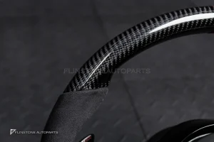 พวงมาลัยพร้อมAirbag Carbon fiber สำหรับ W205 C-class C43 AMG หนังดำ ด้ายแดง