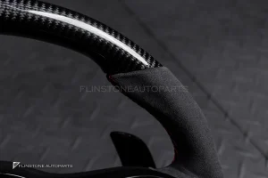 พวงมาลัยพร้อมAirbag Carbon fiber สำหรับ W205 C-class C43 AMG หนังดำ ด้ายแดง