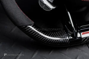 พวงมาลัยพร้อมAirbag Carbon fiber สำหรับ W205 C-class C43 AMG หนังดำ ด้ายแดง