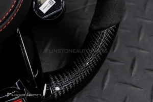 พวงมาลัยพร้อมAirbag Carbon fiber สำหรับ W205 C-class C43 AMG หนังดำ ด้ายแดง