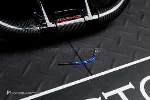 พวงมาลัยพร้อมAirbag Carbon fiber สำหรับ W205 C-class C43 AMG หนังดำ ด้ายแดง