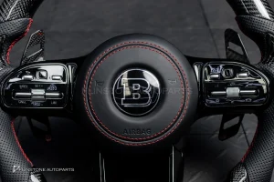 พวงมาลัยCarbon fiber สำหรับ C217 S-Class Coupe ลาย Brabus หนังดำ ด้ายแดง