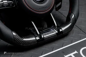 พวงมาลัยCarbon fiber สำหรับ C217 S-Class Coupe ลาย Brabus หนังดำ ด้ายแดง