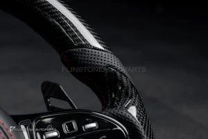 พวงมาลัยCarbon fiber สำหรับ C217 S-Class Coupe ลาย Brabus หนังดำ ด้ายแดง