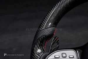 พวงมาลัยCarbon fiber สำหรับ C217 S-Class Coupe ลาย Brabus หนังดำ ด้ายแดง