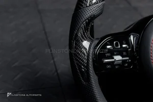 พวงมาลัยCarbon fiber สำหรับ C217 S-Class Coupe ลาย Brabus หนังดำ ด้ายแดง