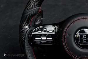 พวงมาลัยCarbon fiber สำหรับ C217 S-Class Coupe ลาย Brabus หนังดำ ด้ายแดง