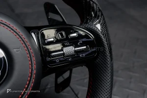 พวงมาลัยCarbon fiber สำหรับ C217 S-Class Coupe ลาย Brabus หนังดำ ด้ายแดง