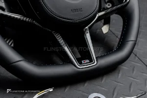 พวงมาลัยพร้อมAirbag หนังดำ ด้ายฟ้าน้ำเงินแดง สำหรับ G26 Series 4