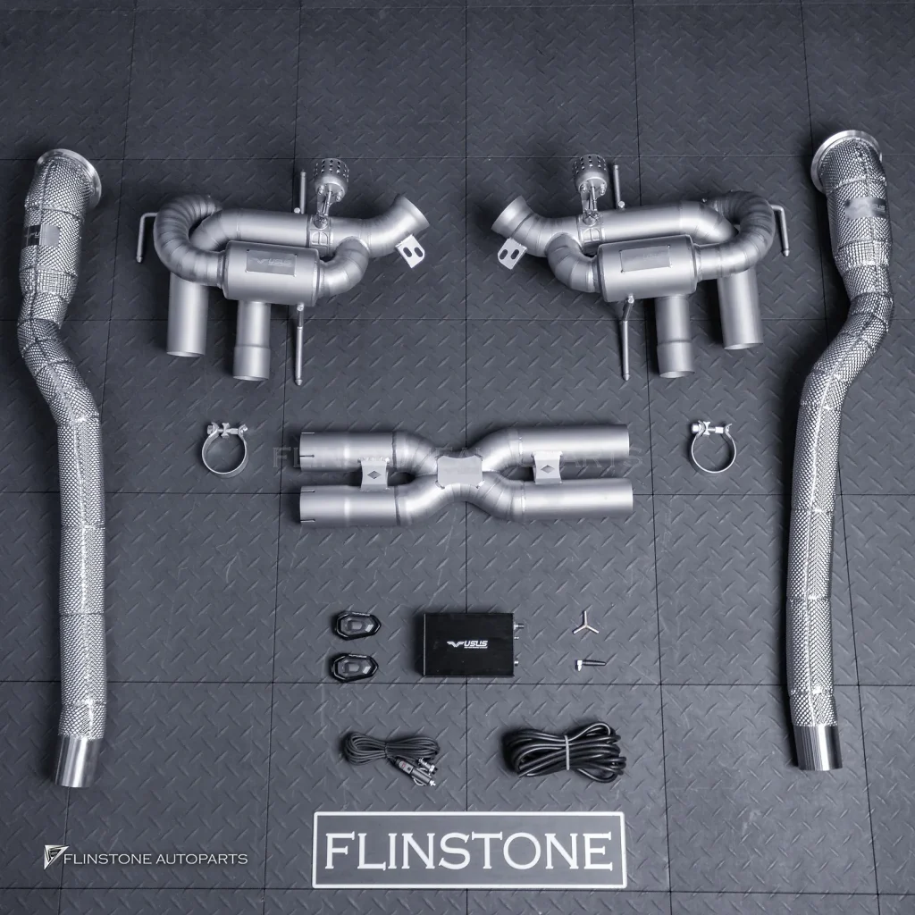 ชุดท่อ USUS TITANIUM EXHAUST สำหรับ Ferrari 812 (สีเงิน) Muffler Exhaust + X-Pipe + Sport Cat
