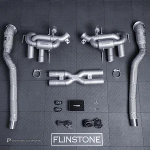 ชุดท่อ USUS TITANIUM EXHAUST สำหรับ Ferrari 812 (สีเงิน) Muffler Exhaust + X-Pipe + Sport Cat