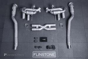 ชุดท่อ USUS TITANIUM EXHAUST สำหรับ Ferrari 812 (สีเงิน) Muffler Exhaust + X-Pipe + Sport Cat